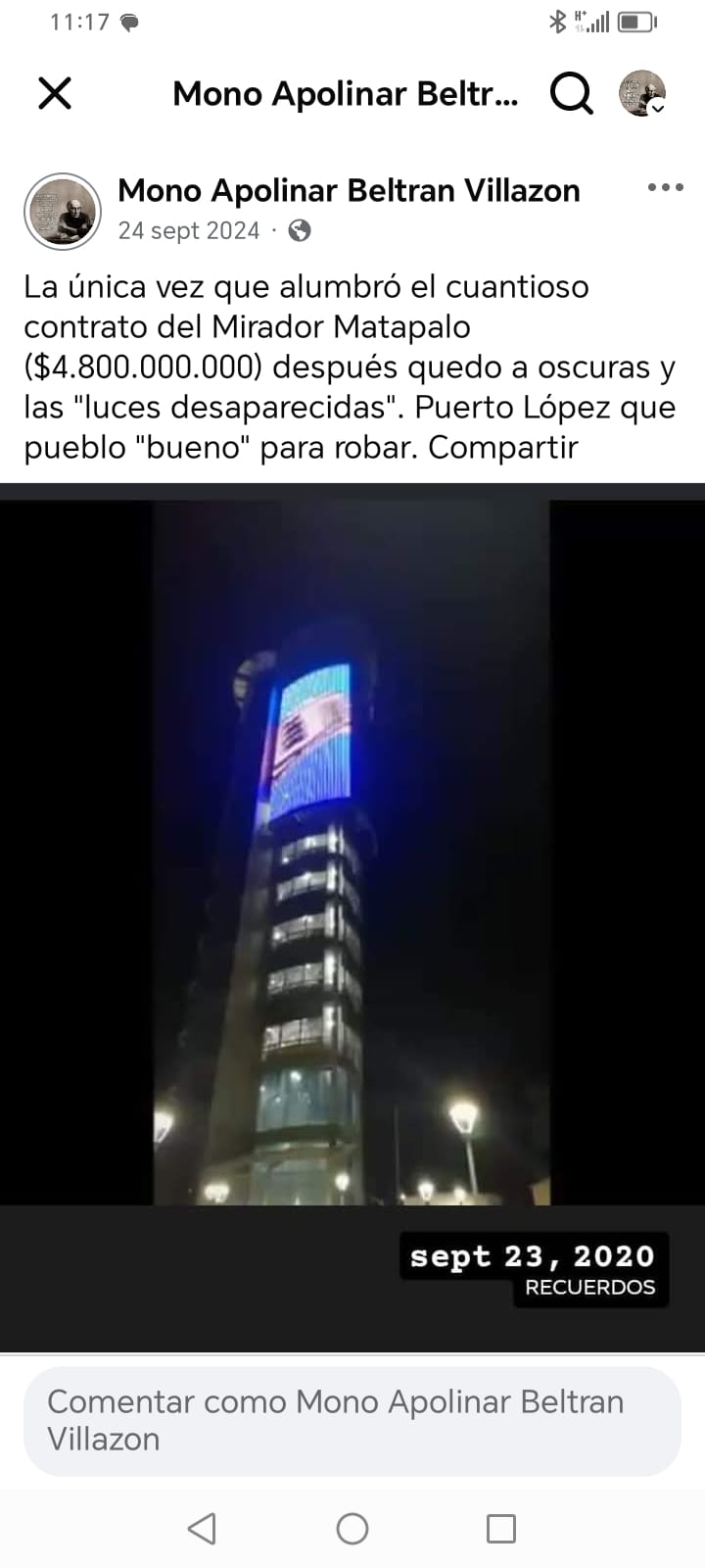 PUERTO LÓPEZ: EL MIRADOR MATAPALO -UN ESPEJISMO DE CORRUPCIÓN-.